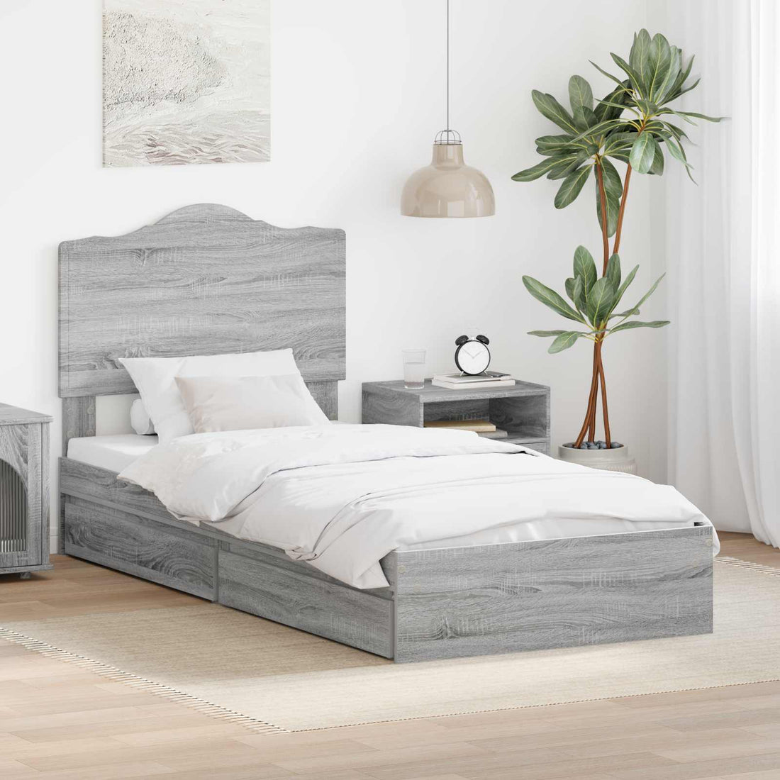 vidaXL Cama con almacenamiento con cajón Gris Sonoma 70 x 190 cm