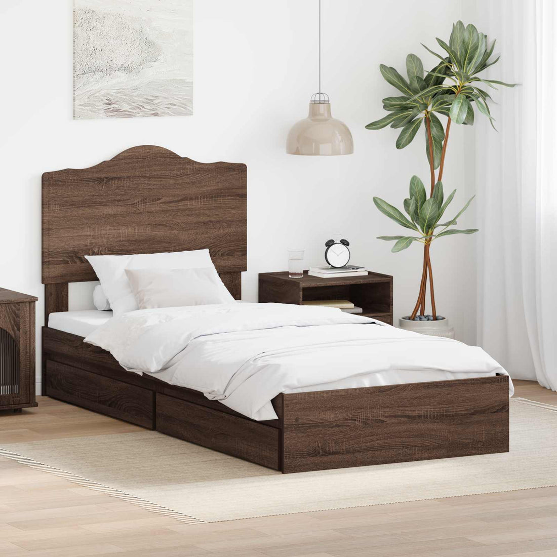 vidaXL Cama con almacenamiento con cajón Roble Marrón 70 x 190 cm