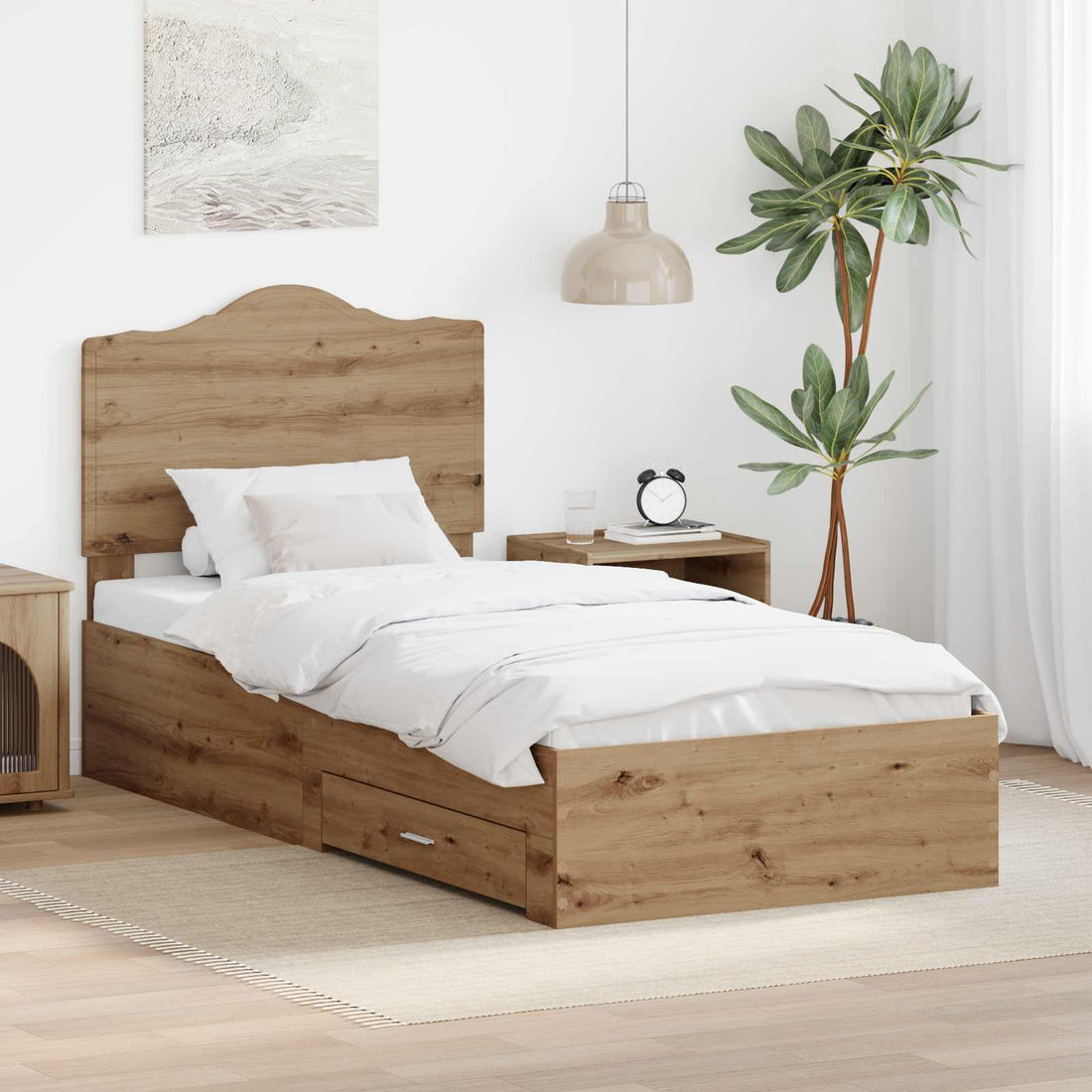 vidaXL Estructura de cama con cajón Roble artisan 90 x 190 cm