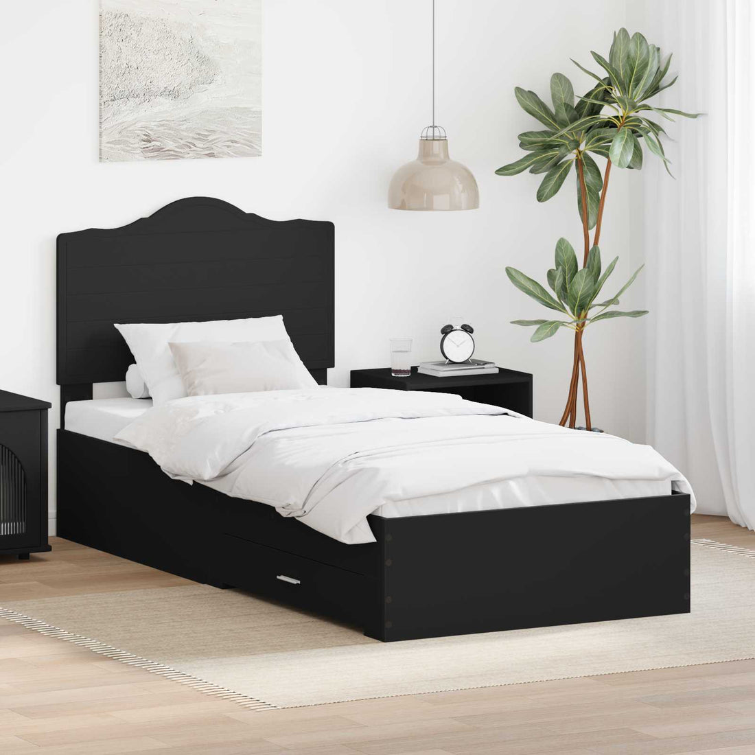 vidaXL Estructura de cama Negro 70 x 190 cm Madera de ingeniería