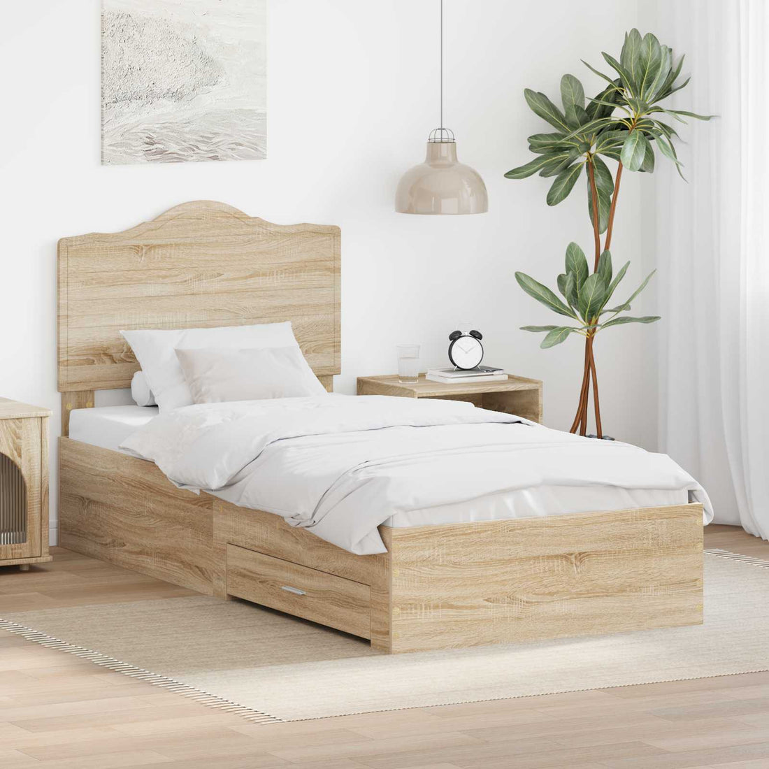 vidaXL Estructura de cama con cajón Roble Sonoma 70 x 190 cm