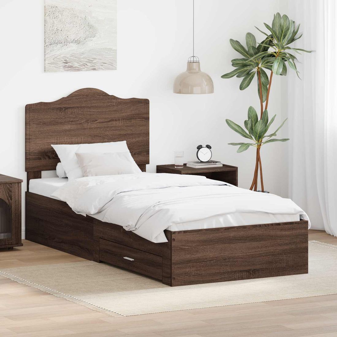 vidaXL Estructura de cama con cajón Roble Marrón 70 x 190 cm