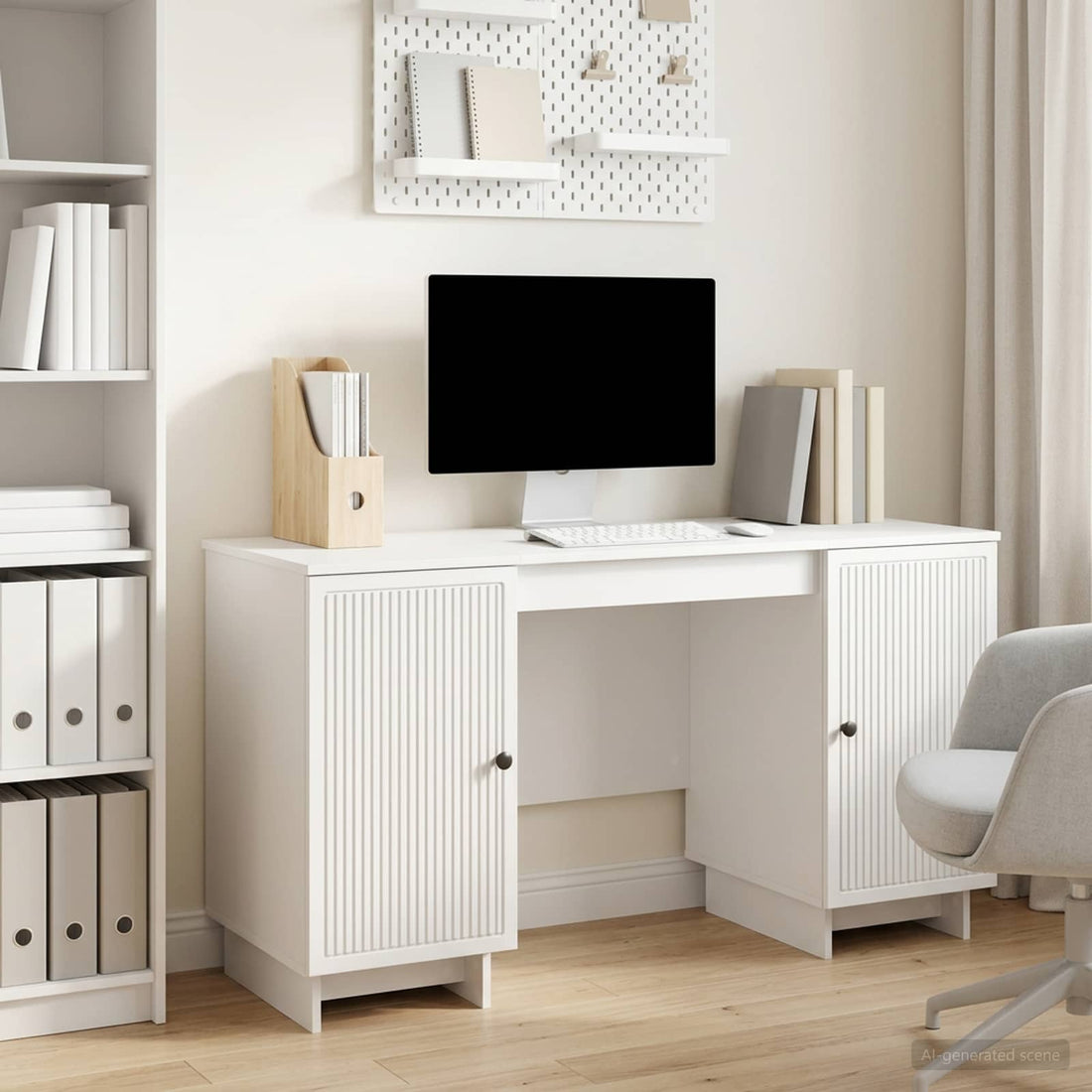 vidaXL Escritorio Blanco Brillante Madera de ingeniería