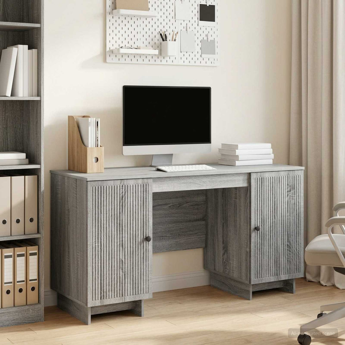 vidaXL Escritorio Sonoma gris Madera de ingeniería 142,5 x 50 x 75 cm