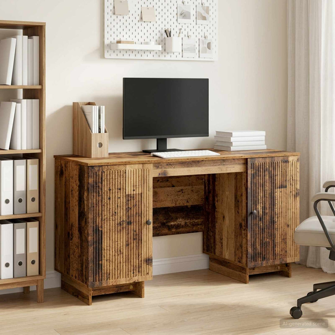 vidaXL Escritorio Madera envejecida Madera de ingeniería