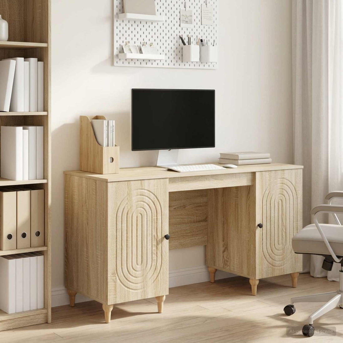 vidaXL Escritorio Sonoma 142,5 x 50 x 75 cm Madera de Ingeniería