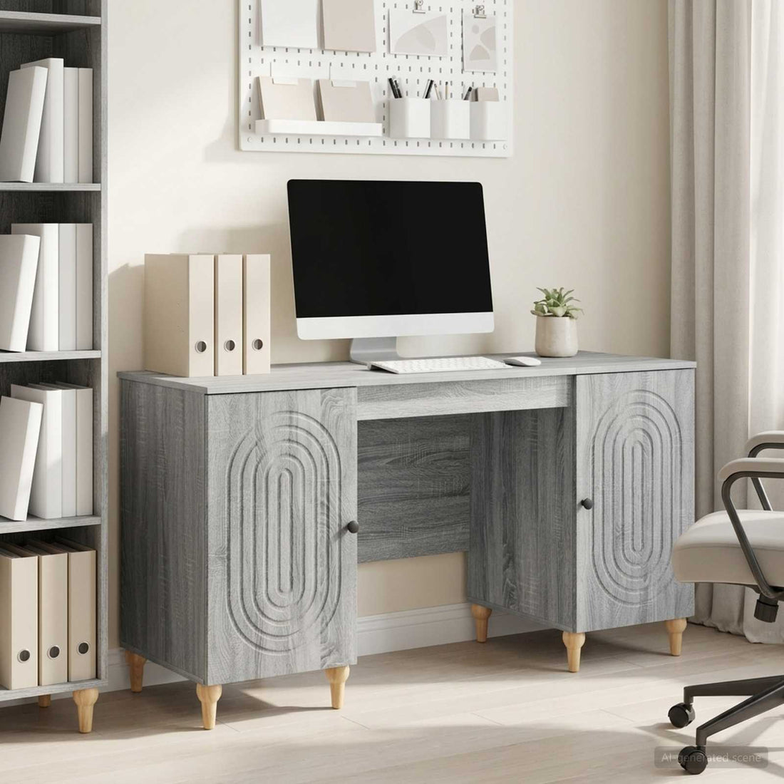 vidaXL Escritorio Gris Sonoma 142,5 x 50 x 75 cm Madera de Ingeniería