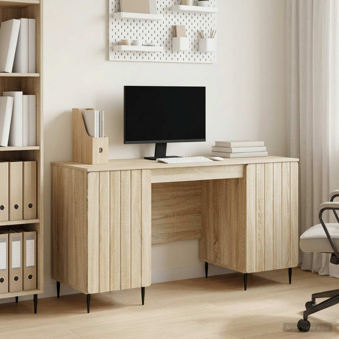 vidaXL Escritorio Roble Sonoma 142,5 x 50 x 75 cm Madera de Ingeniería
