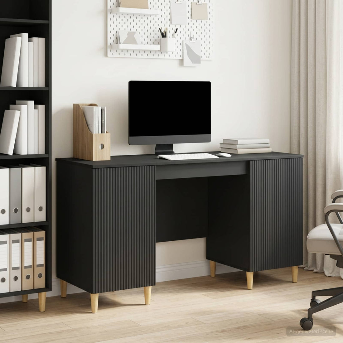 vidaXL Escritorio Negro 142,5 x 50 x 75 cm Madera de Ingeniería