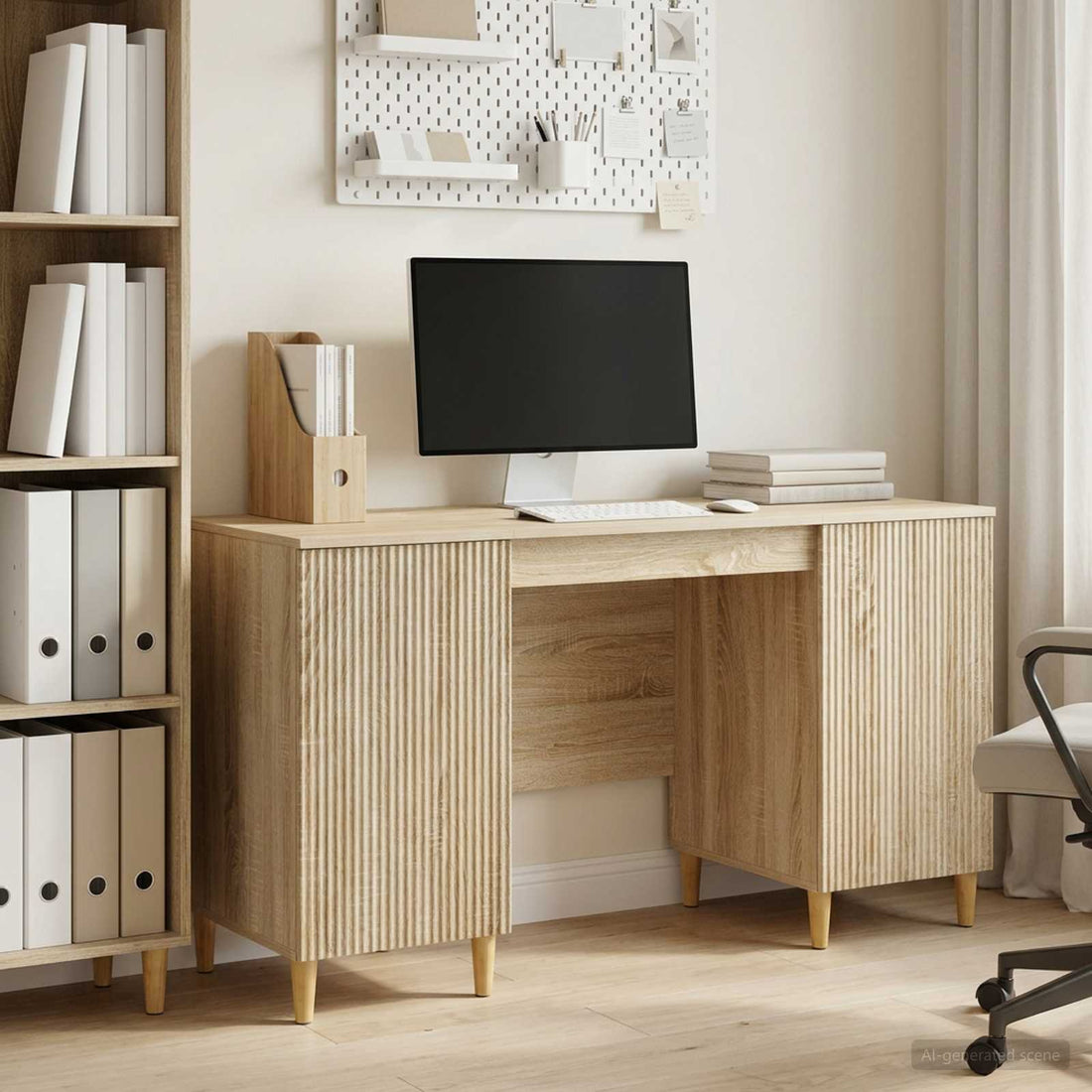 vidaXL Escritorio Roble Sonoma 142,5 x 50 x 75 cm Madera de Ingeniería