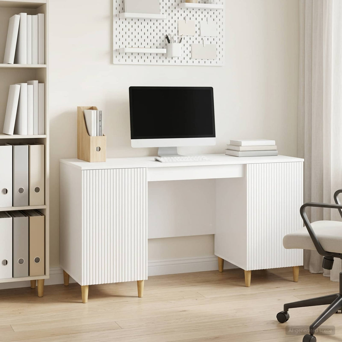vidaXL Escritorio Brillante 142,5 x 50 x 75 cm Madera de Ingeniería
