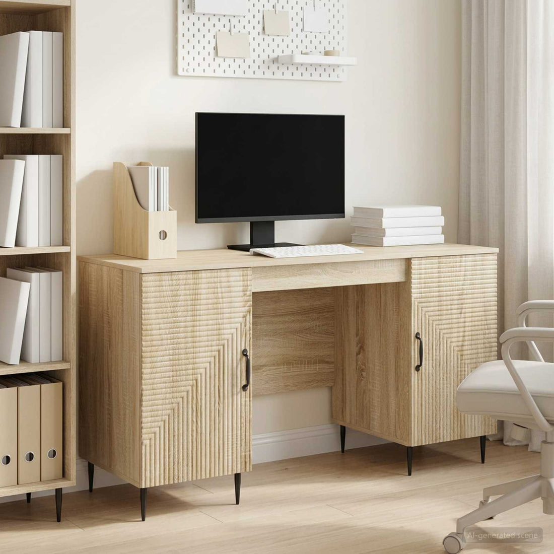 vidaXL Escritorio Roble Sonoma 142,5 x 50 x 75 cm Madera de Ingeniería