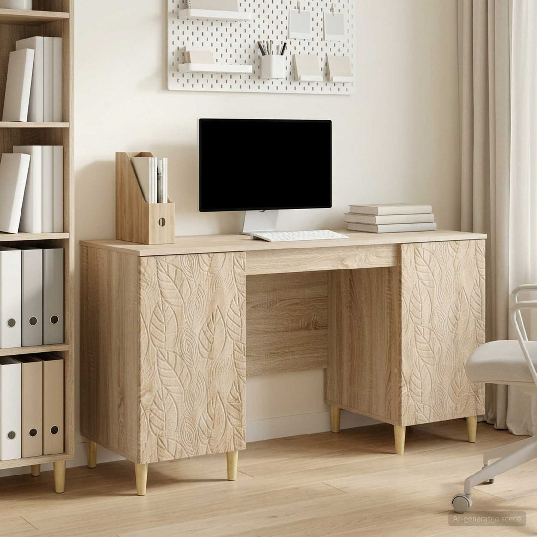 vidaXL Escritorio Roble Sonoma 142,5 x 50 x 75 cm Madera de ingeniería