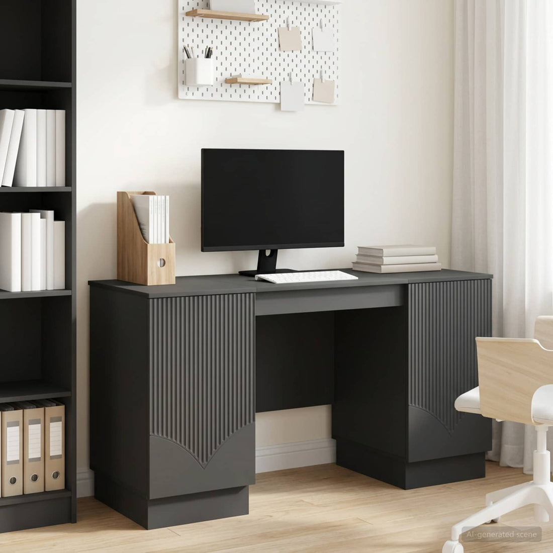 vidaXL Escritorio Negro 142,5 x 50 x 75 cm Madera de Ingeniería
