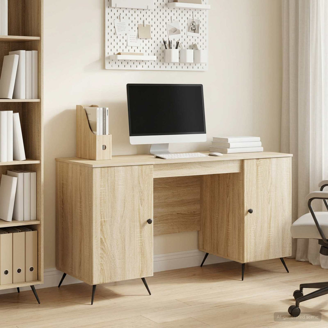 vidaXL Escritorio Roble Sonoma 142,5 x 50 x 75 cm Madera de Ingeniería