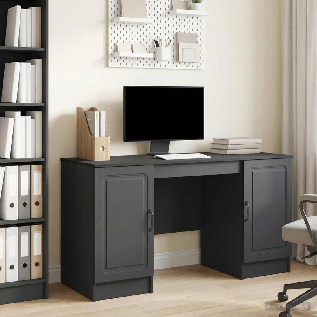 vidaXL Escritorio Negro 142,5 x 50 x 75 cm Madera de Ingeniería