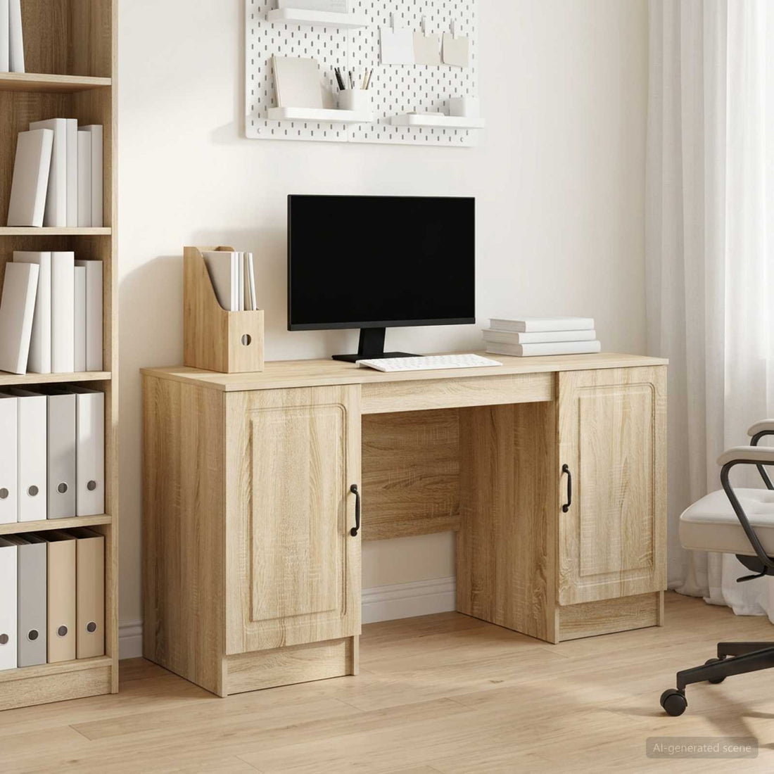 vidaXL Escritorio Roble Sonoma 142,5 x 50 x 75 cm Madera de Ingeniería