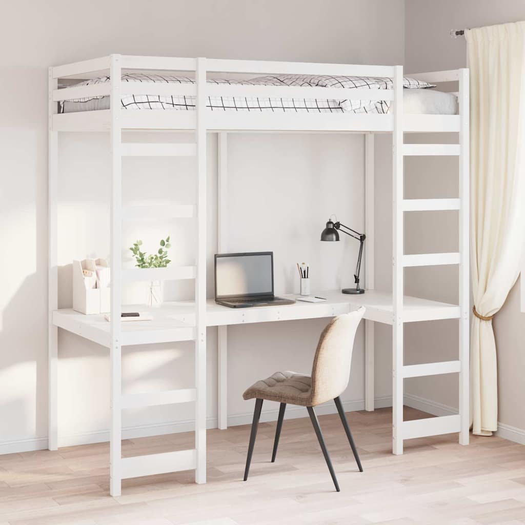vidaXL Estructura de cama alta 90 x 200 cm Madera de pino macizo