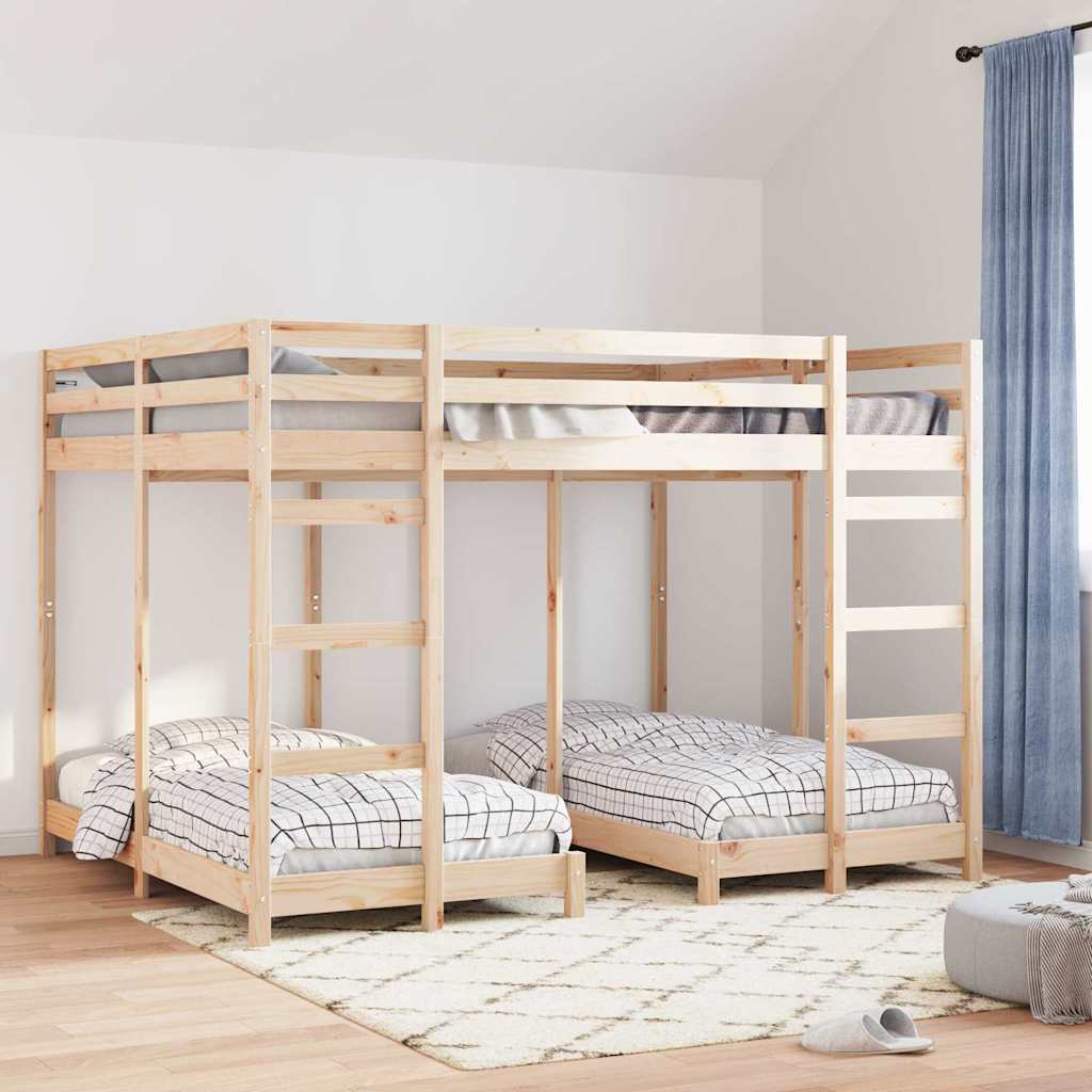 vidaXL Estructura de litera triple Marrón 160 x 200 cm