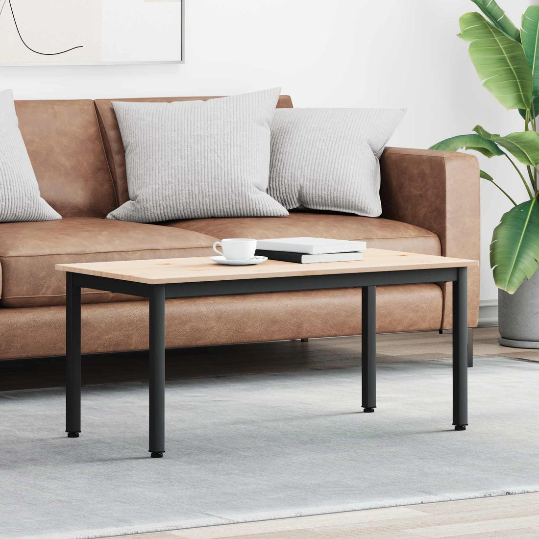 vidaXL Mesa de Café Natural 100 x 50 x 45 cm Madera de pino macizo