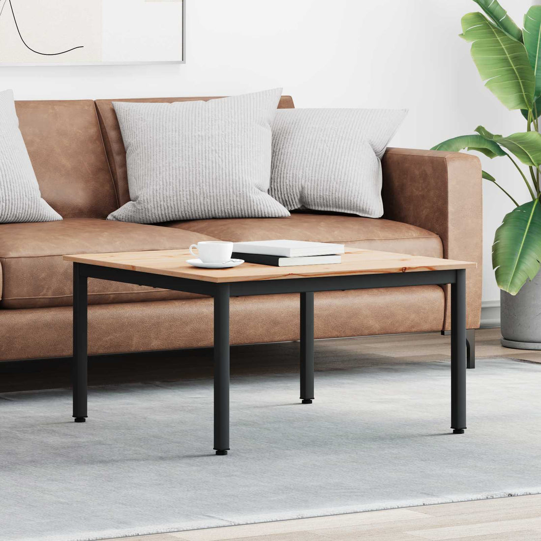 vidaXL Mesa de Café Natural 80 x 80 x 45 cm Madera de pino macizo