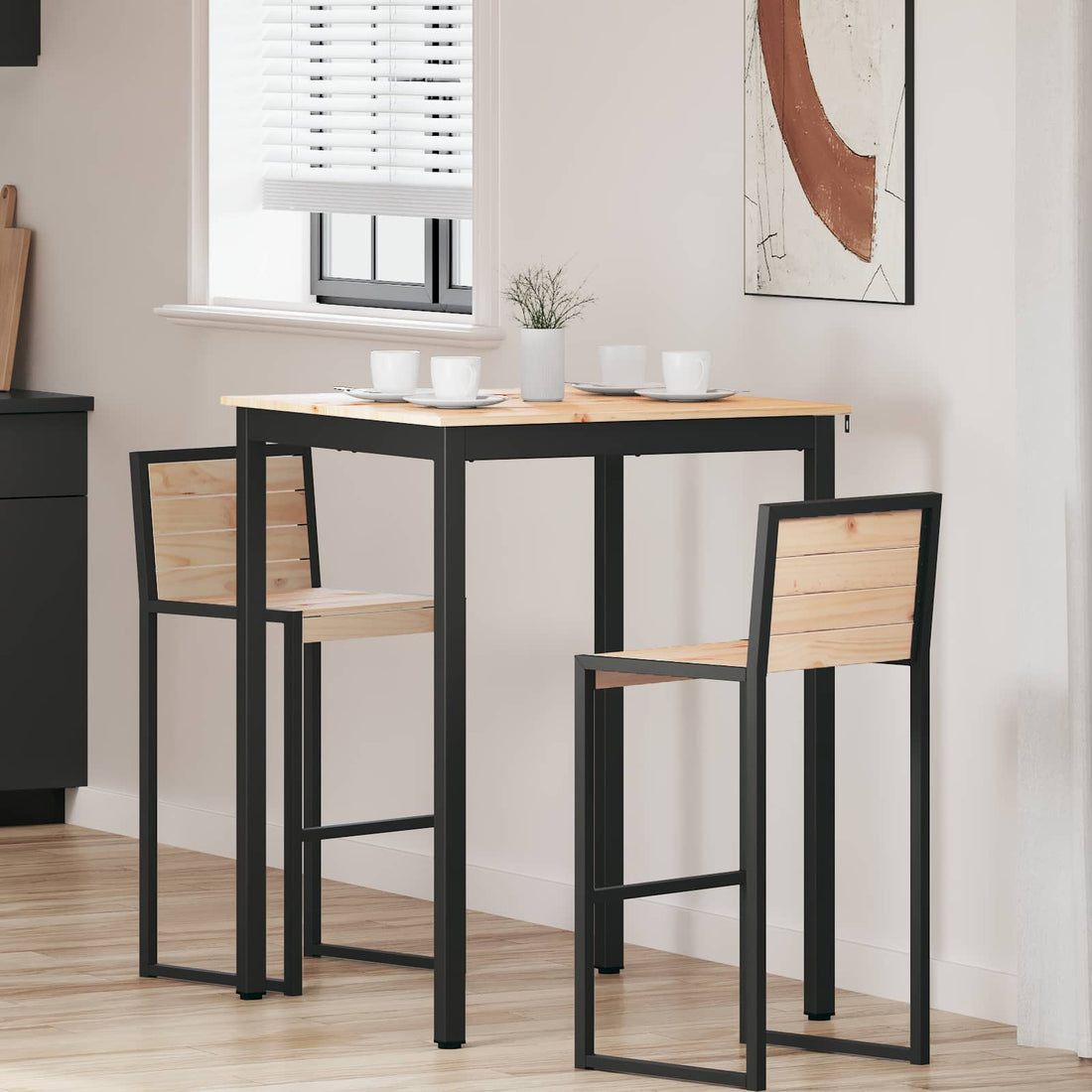 vidaXL Mesa de Bar 80 x 80 x 105 cm Madera de pino macizo Natural