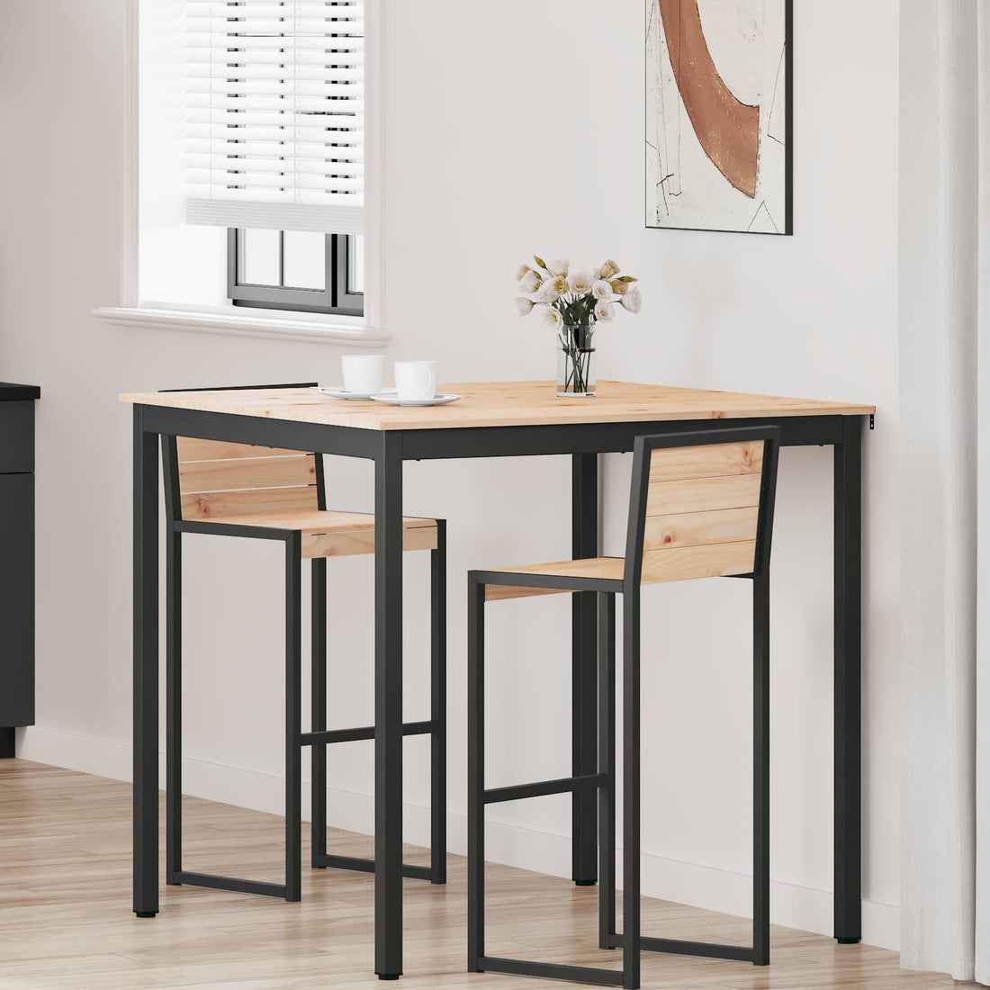 vidaXL Mesa de Bar 110 x 110 x 105 cm Madera de pino macizo Natural