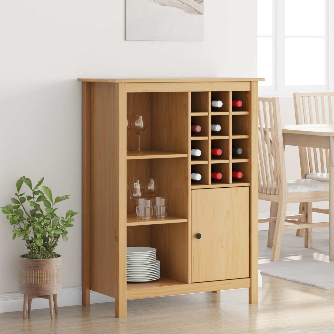 vidaXL Armario para Vinos HILL Marrón miel 79.5 x 40 x 107.5 cm