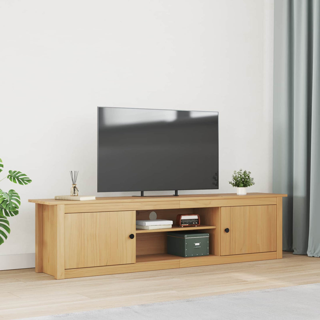 vidaXL Soporte para TV HILL 158 x 40 x 39.5 cm Marrón miel Pino macizo
