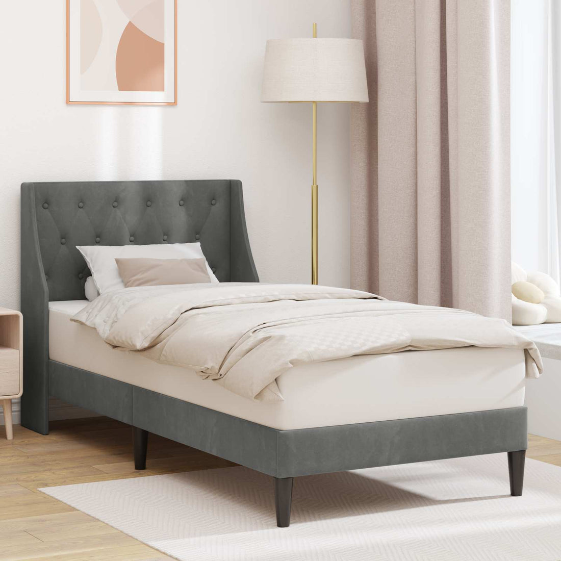 vidaXL Estructura de cama Gris oscuro 90 x 190 cm Terciopelo