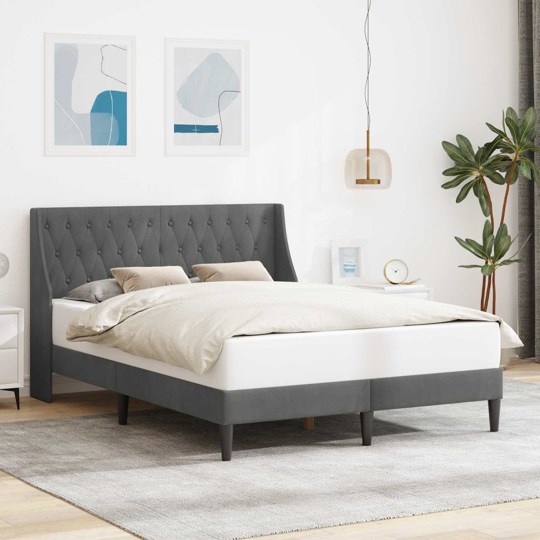 vidaXL Estructura de cama Gris oscuro 137 x 190 cm Terciopelo