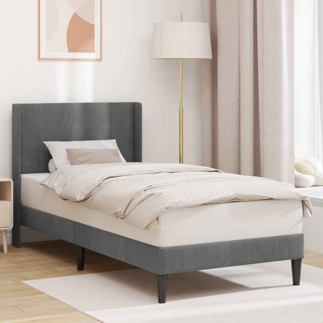 vidaXL Estructura de cama Gris oscuro 90 x 190 cm Terciopelo