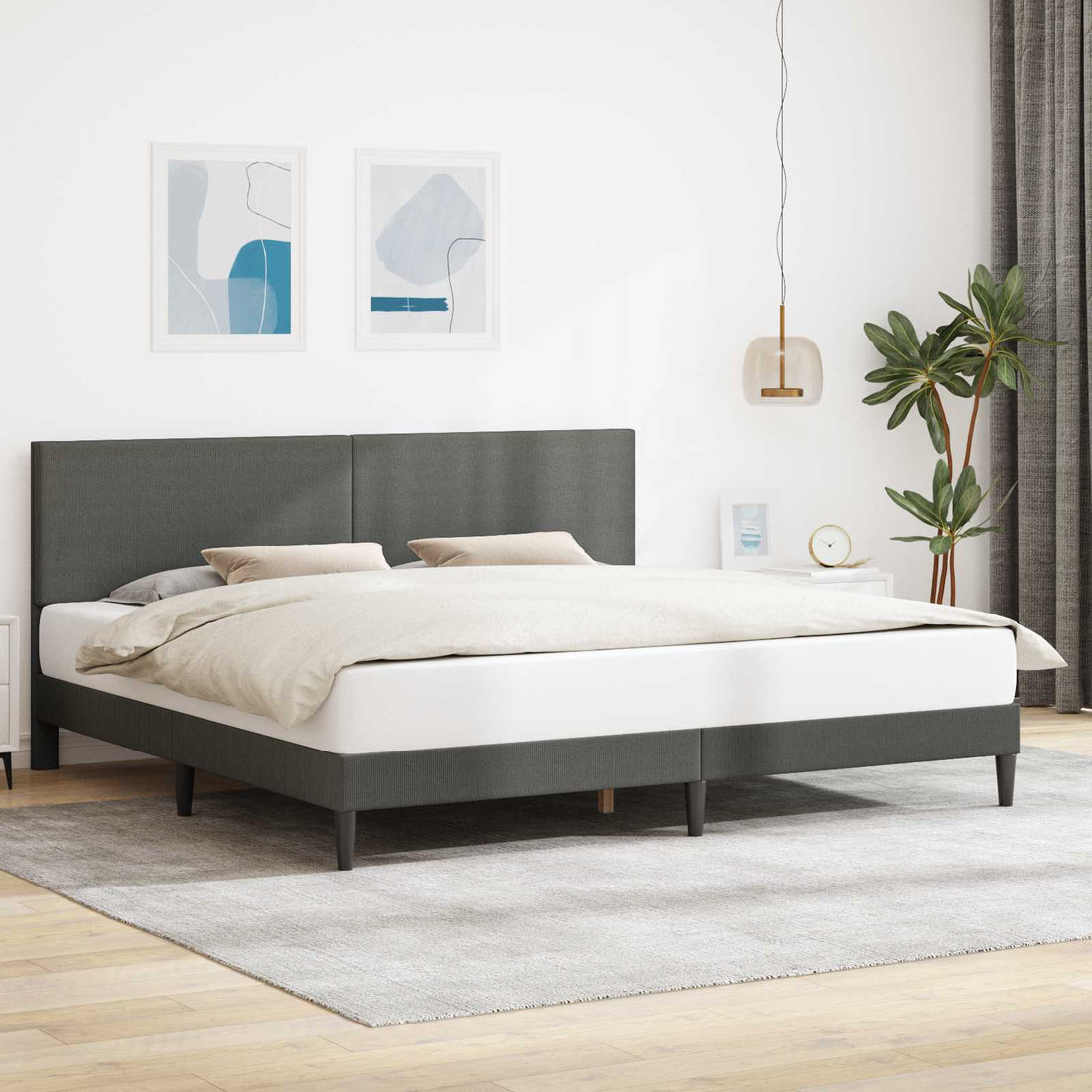 vidaXL Estructura de cama Gris oscuro 180 x 200 cm Tela de Pana