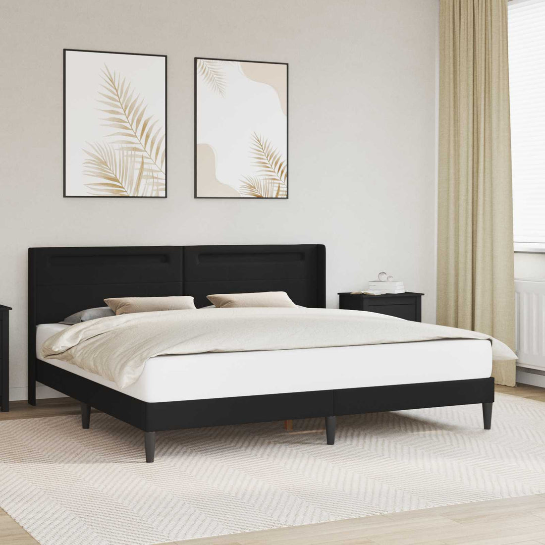 vidaXL Estructura de cama Negro 180 x 200 cm Cuero sintético