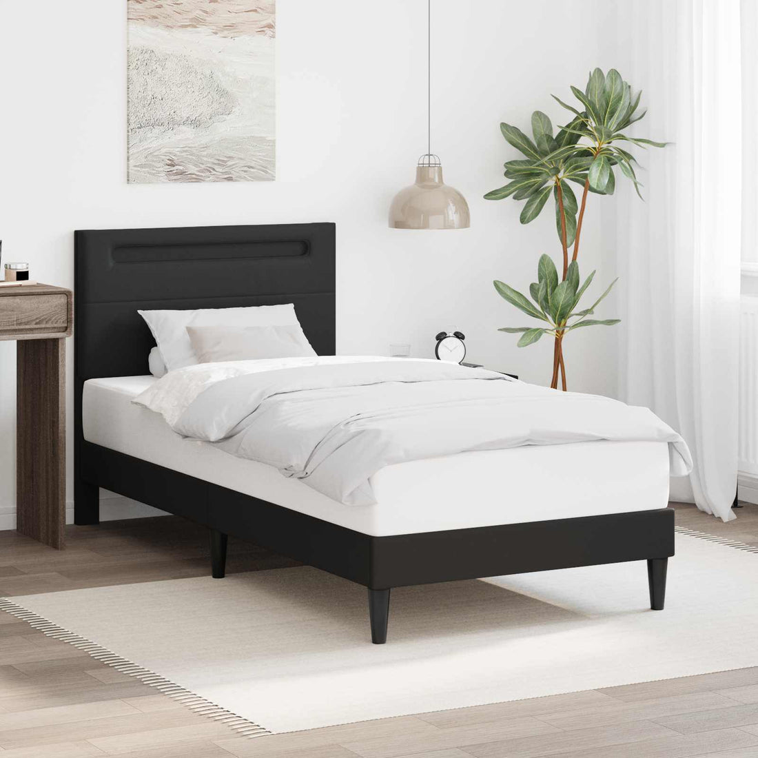 vidaXL Estructura de cama Negro 90 x 190 cm Cuero sintético
