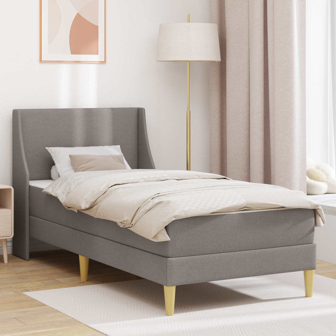 vidaXL Estructura de cama con colchón 80x 200 cm Funda extraíble Taupé