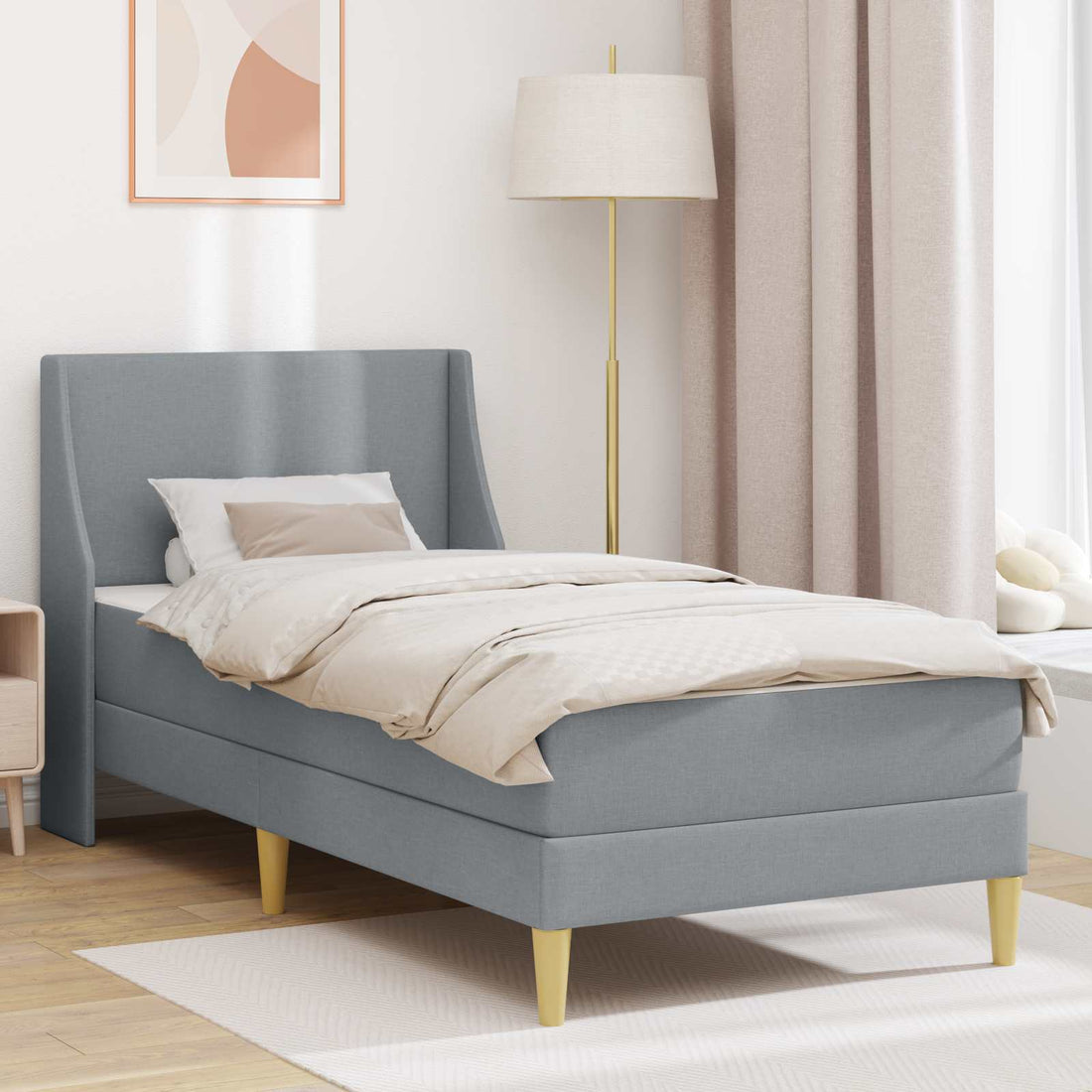 vidaXL Estructura de cama con colchón Gris Claro 100 x 200 cm