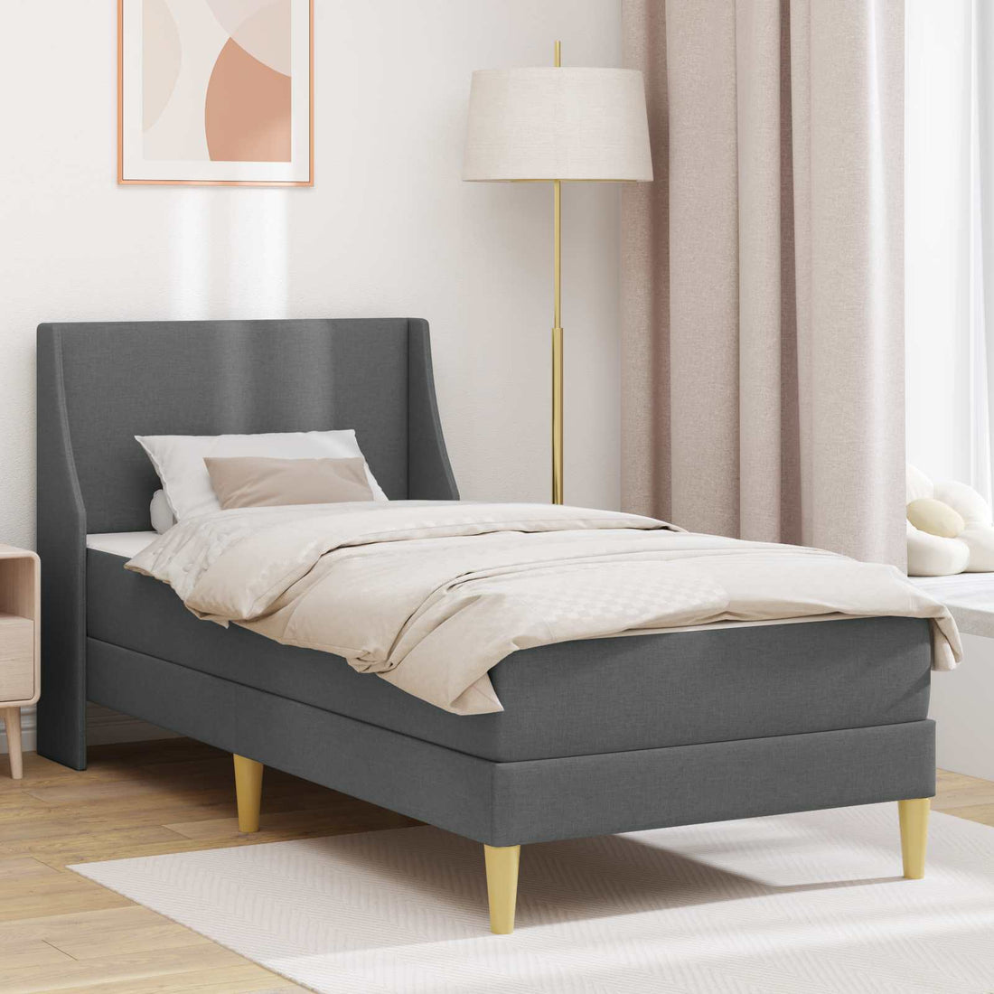 vidaXL Estructura de cama con colchón Gris oscuro 100 x 200 cm