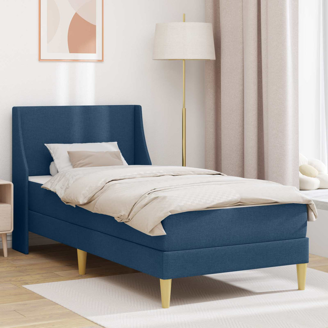 vidaXL Estructura de cama con colchón con cabecera Poliéster