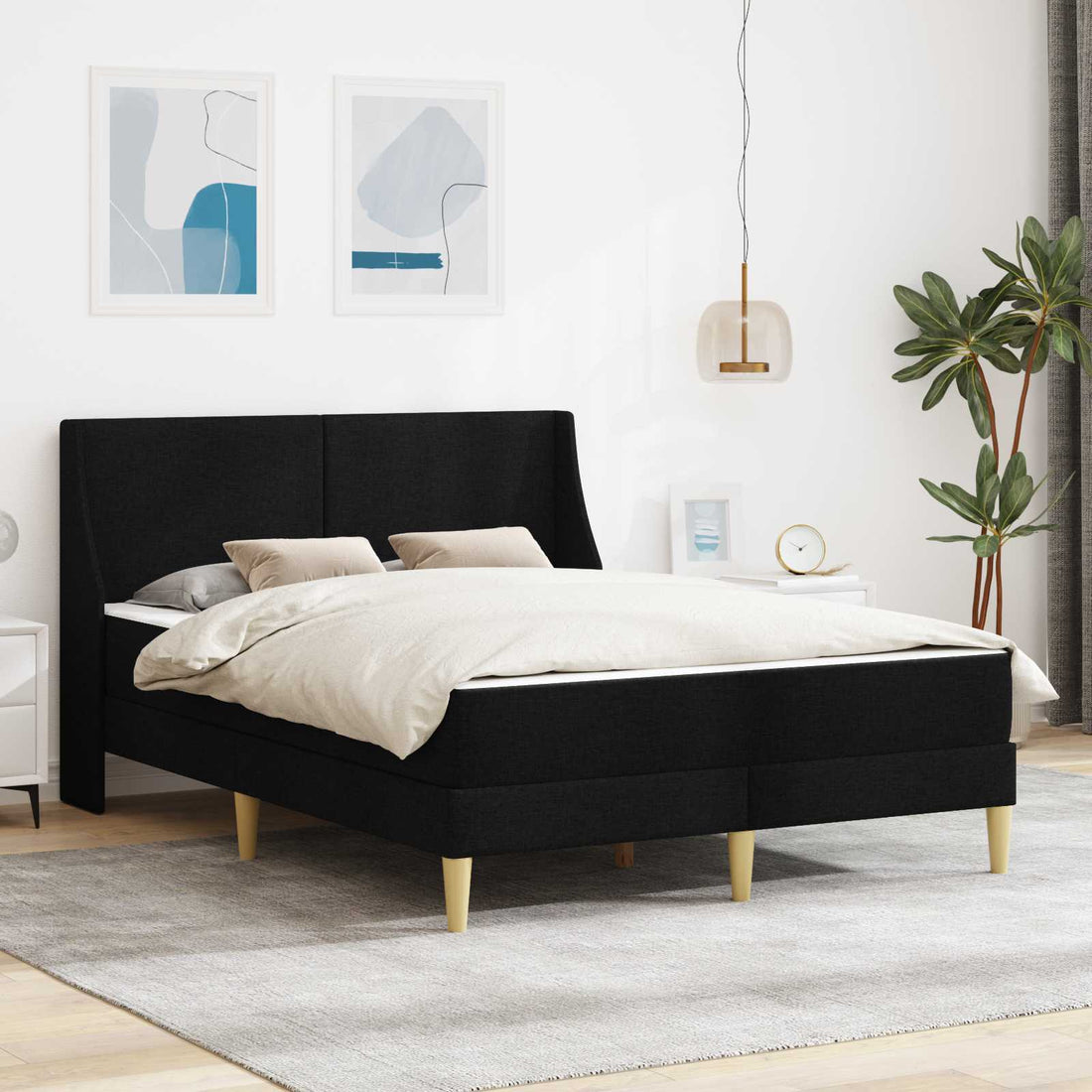 vidaXL Estructura de cama con colchón Negro 120 x 190 cm Poliéster