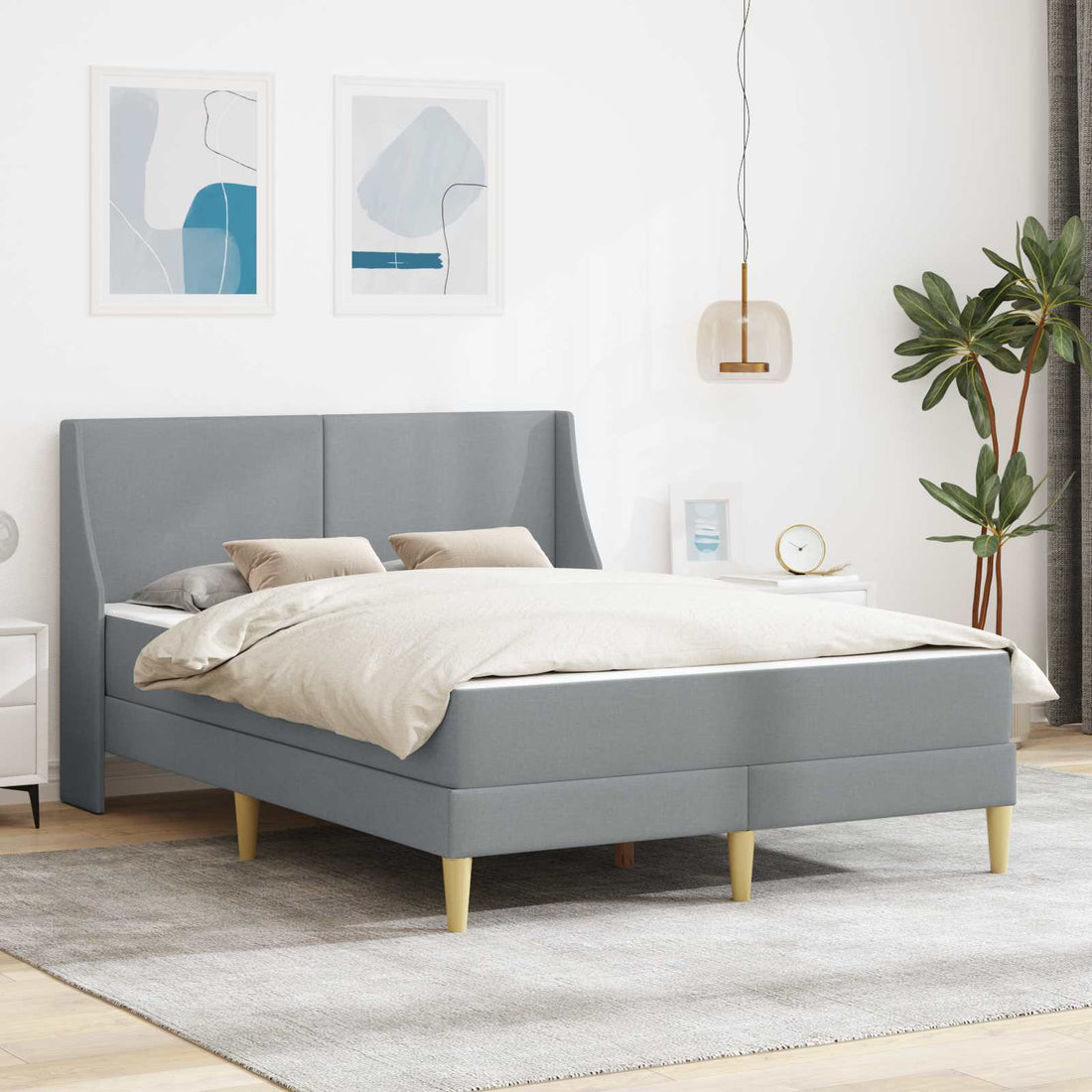 vidaXL Estructura de cama con colchón con cabecera Poliéster