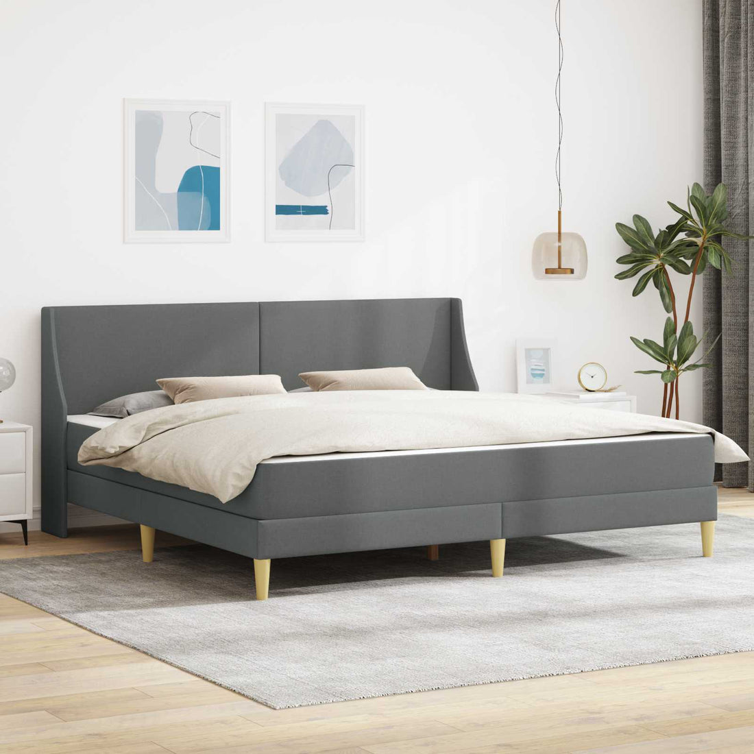 vidaXL Estructura de cama con colchón con cabecera Poliéster