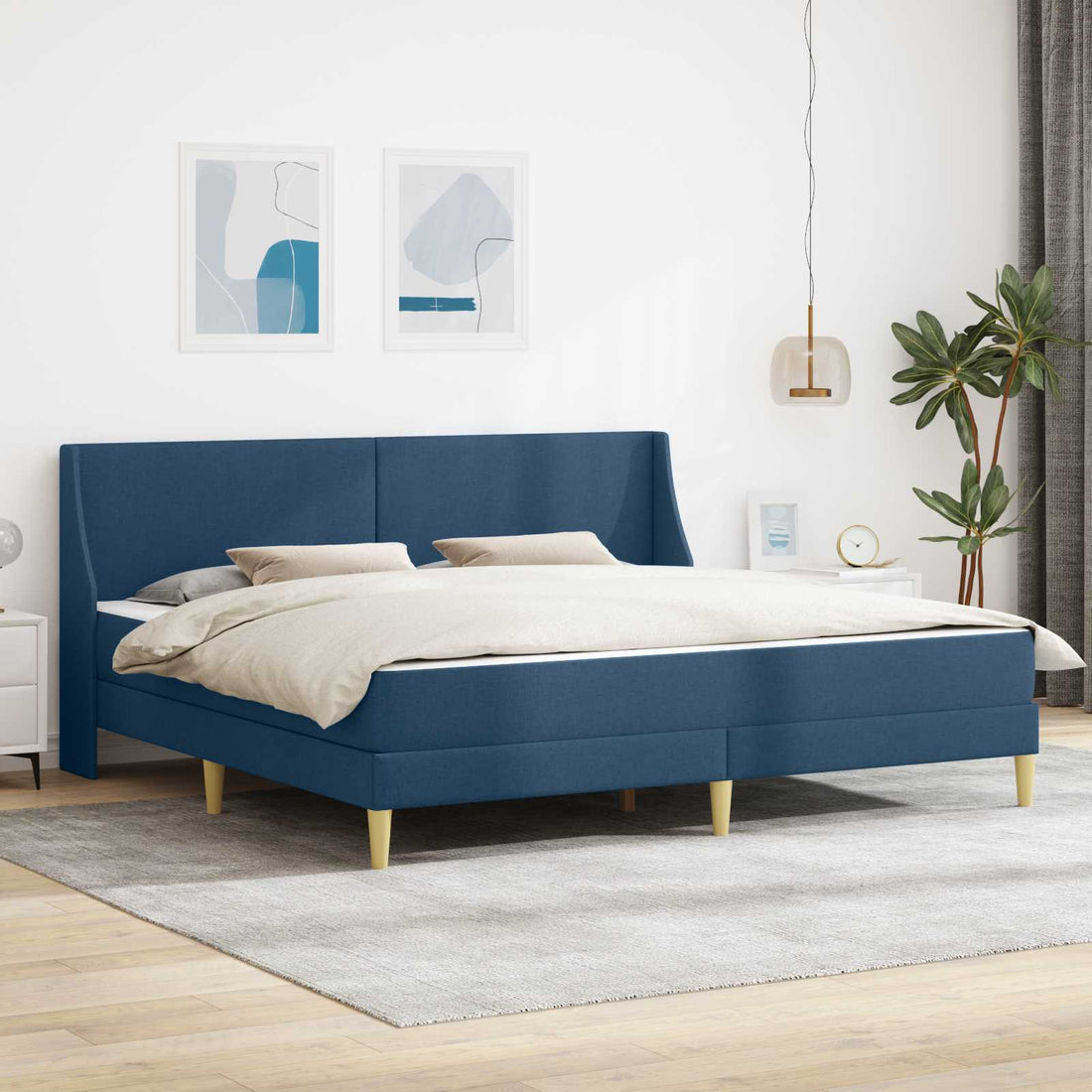 vidaXL Estructura de cama con colchón con cabecera Poliéster