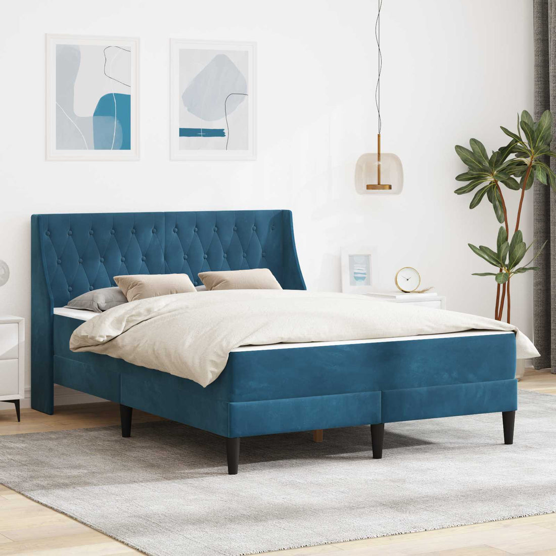 vidaXL Estructura de cama con colchón Azul 120 x 200 cm Terciopelo