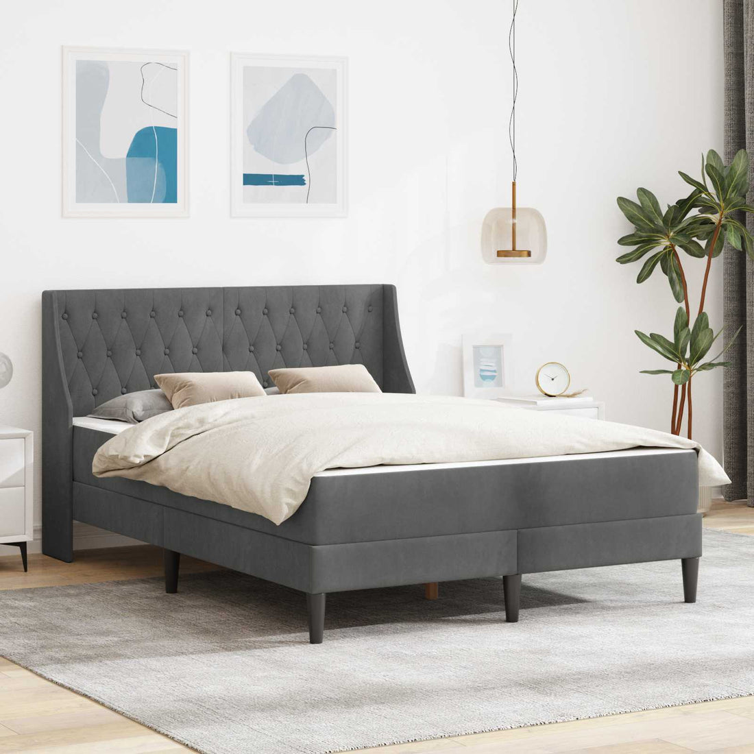 vidaXL Estructura de cama con colchón Gris oscuro 140 x 200 cm