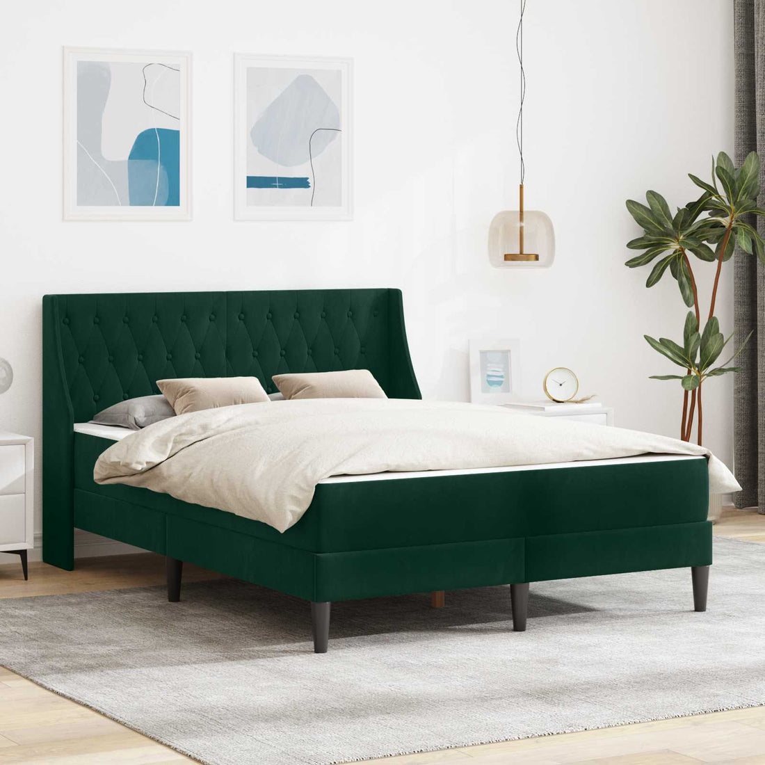 vidaXL Estructura de cama con colchón Verde oscuro 180 x 200 cm