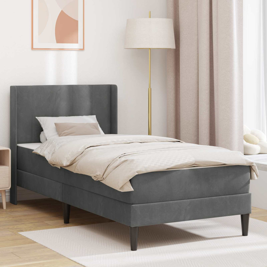 vidaXL Estructura de cama con colchón Gris oscuro 80 x 200 cm