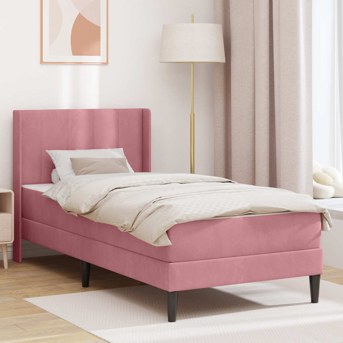 vidaXL Estructura de cama con colchón Rosa 80 x 200 cm Terciopelo