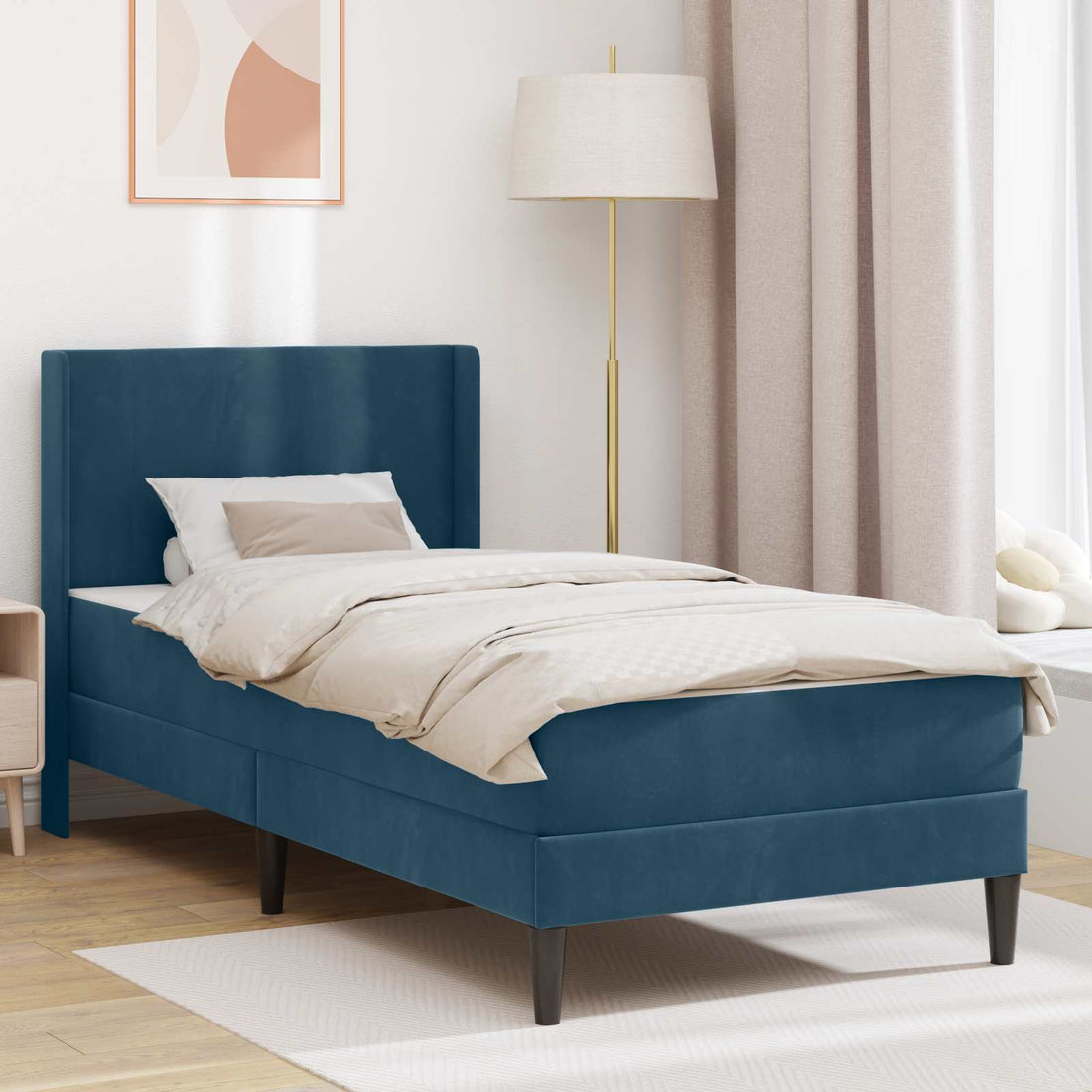 vidaXL Estructura de cama con colchón Azul 90 x 200 cm Terciopelo