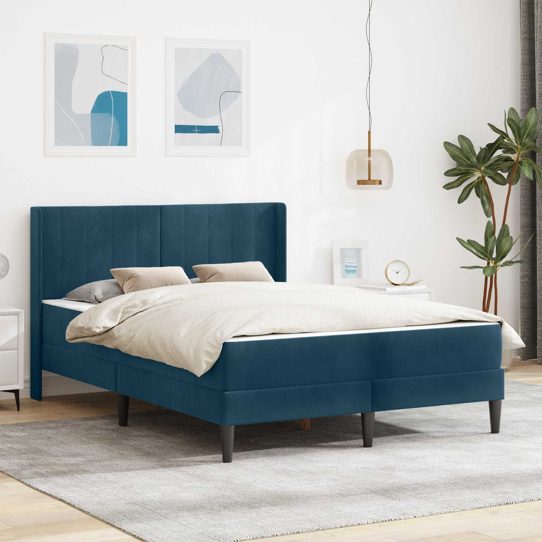 vidaXL Estructura de cama con colchón Azul 120 x 200 cm Terciopelo